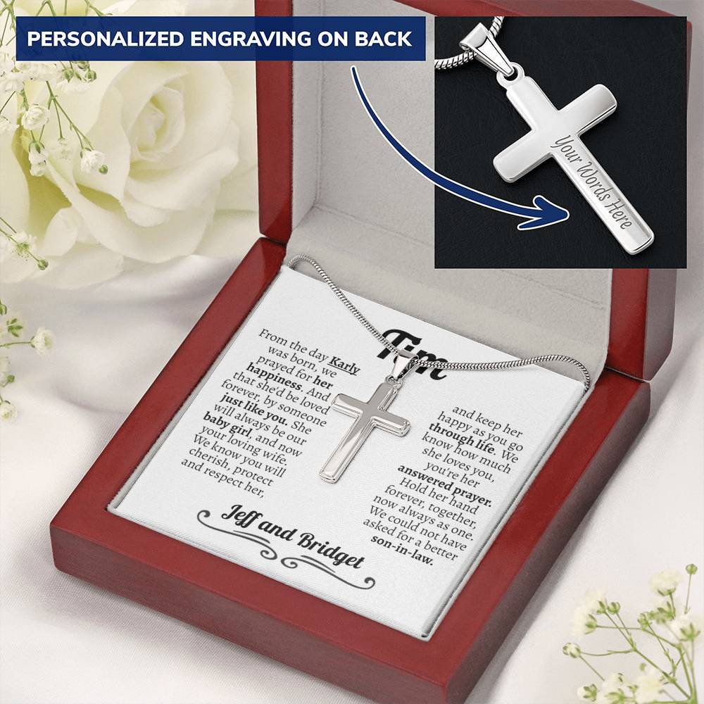 Personalized Son In Law (Wedding) Parents in Law Normal Cross Necklace (engraved) - Love You This Much