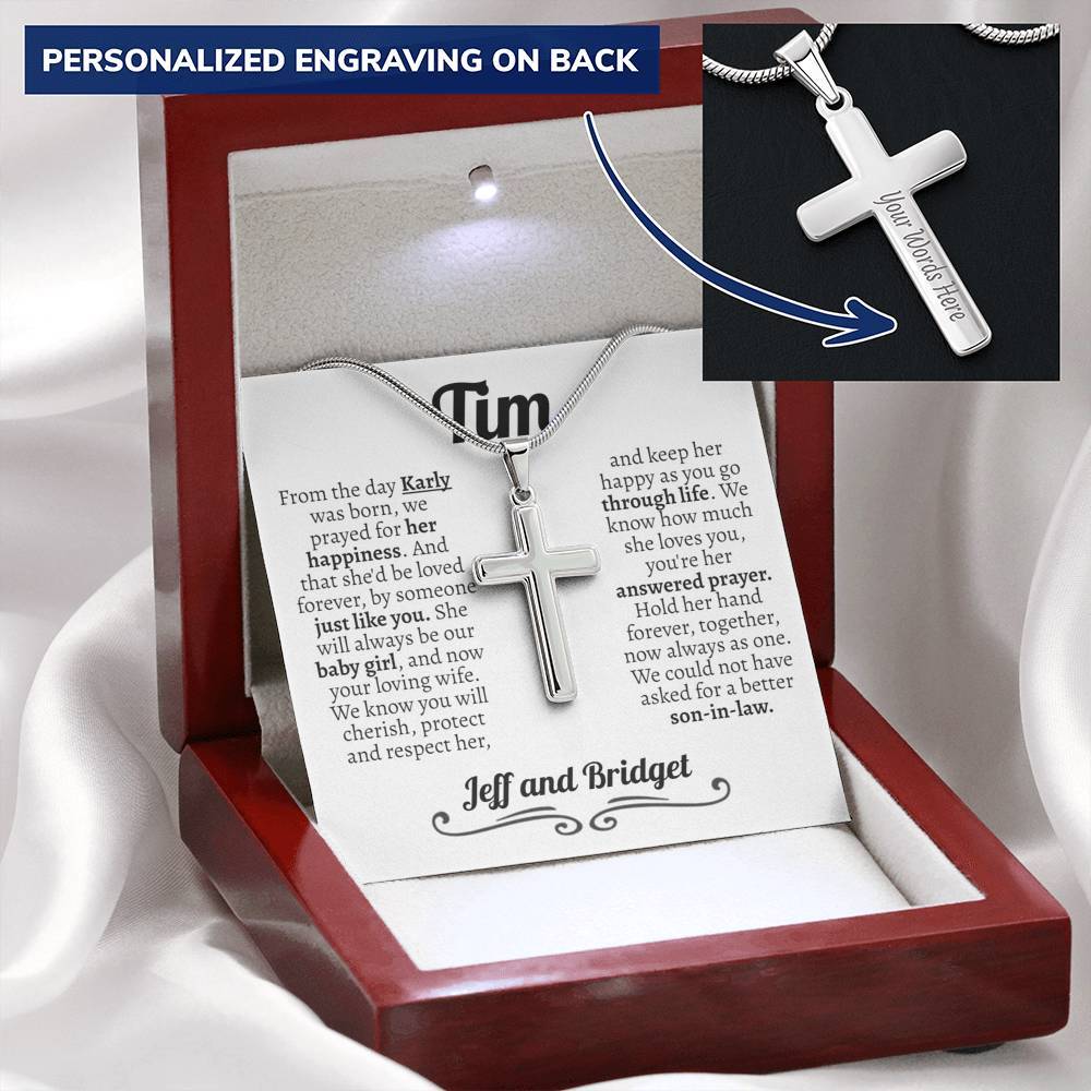 Personalized Son In Law (Wedding) Parents in Law Normal Cross Necklace (engraved) - Love You This Much