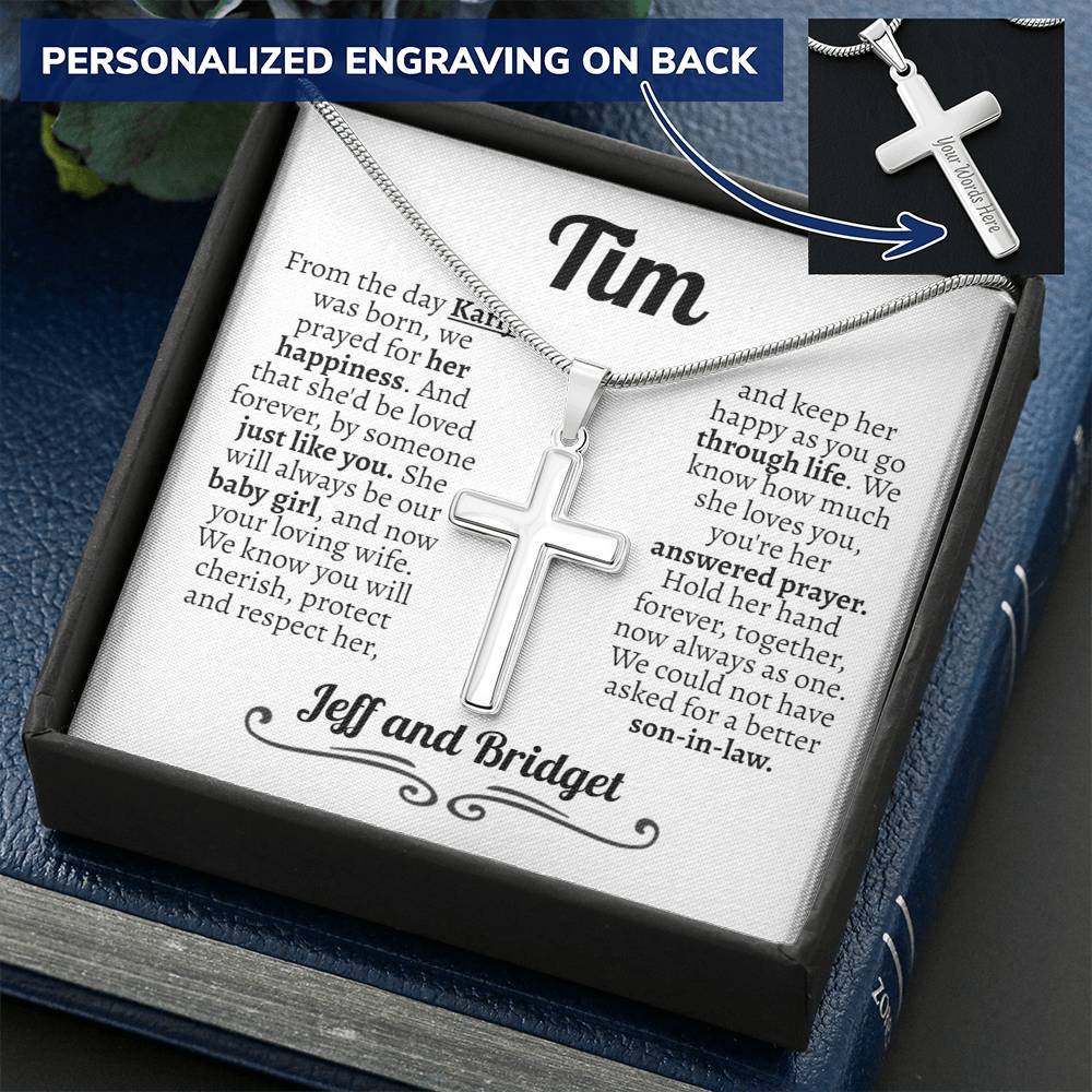 Personalized Son In Law (Wedding) Parents in Law Normal Cross Necklace (engraved) - Love You This Much