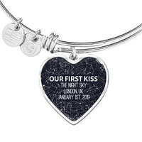 Thumbnail for Personalized Star Map Heart Bangle Bracelet - Love You This Much