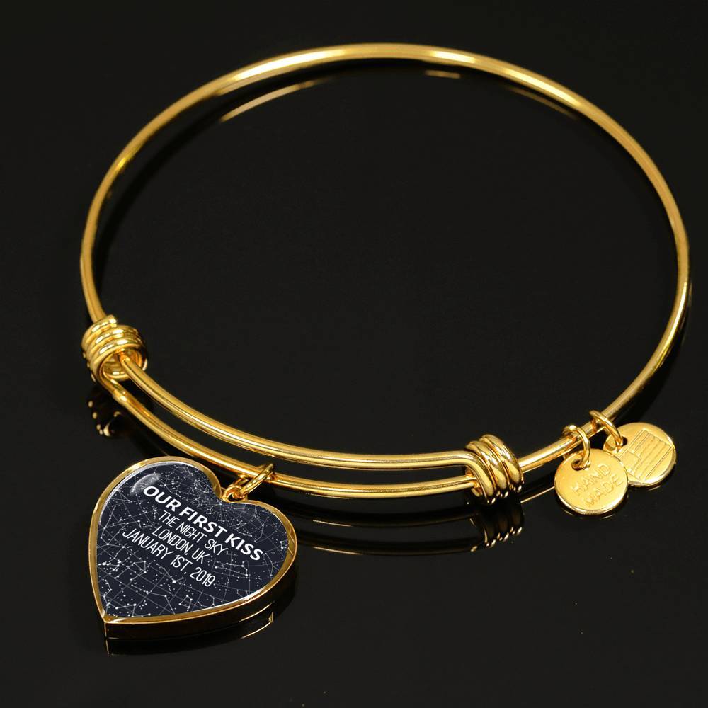 Personalized Star Map Heart Bangle Bracelet - Love You This Much