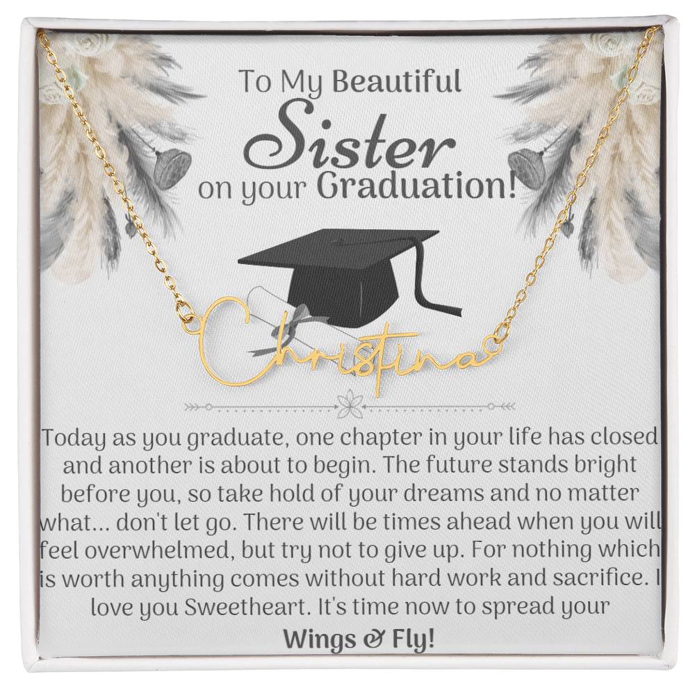 Sister Graduation Name Necklace - Love You This Much