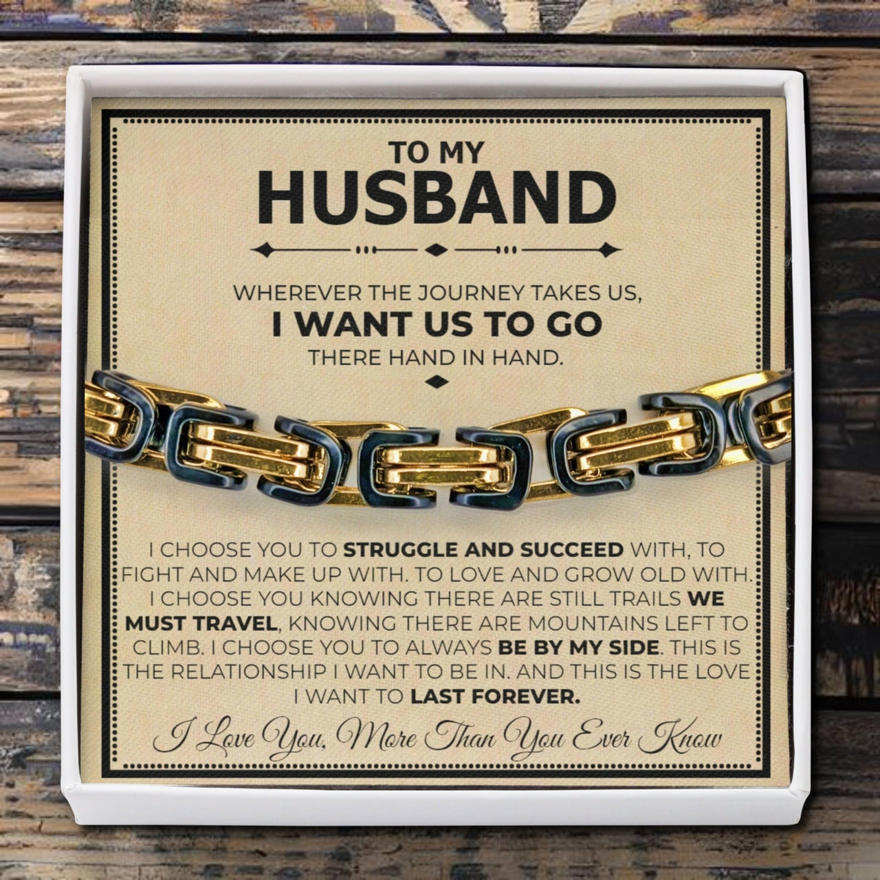 To My Husband Twist Steel Bracelet - Love You This Much