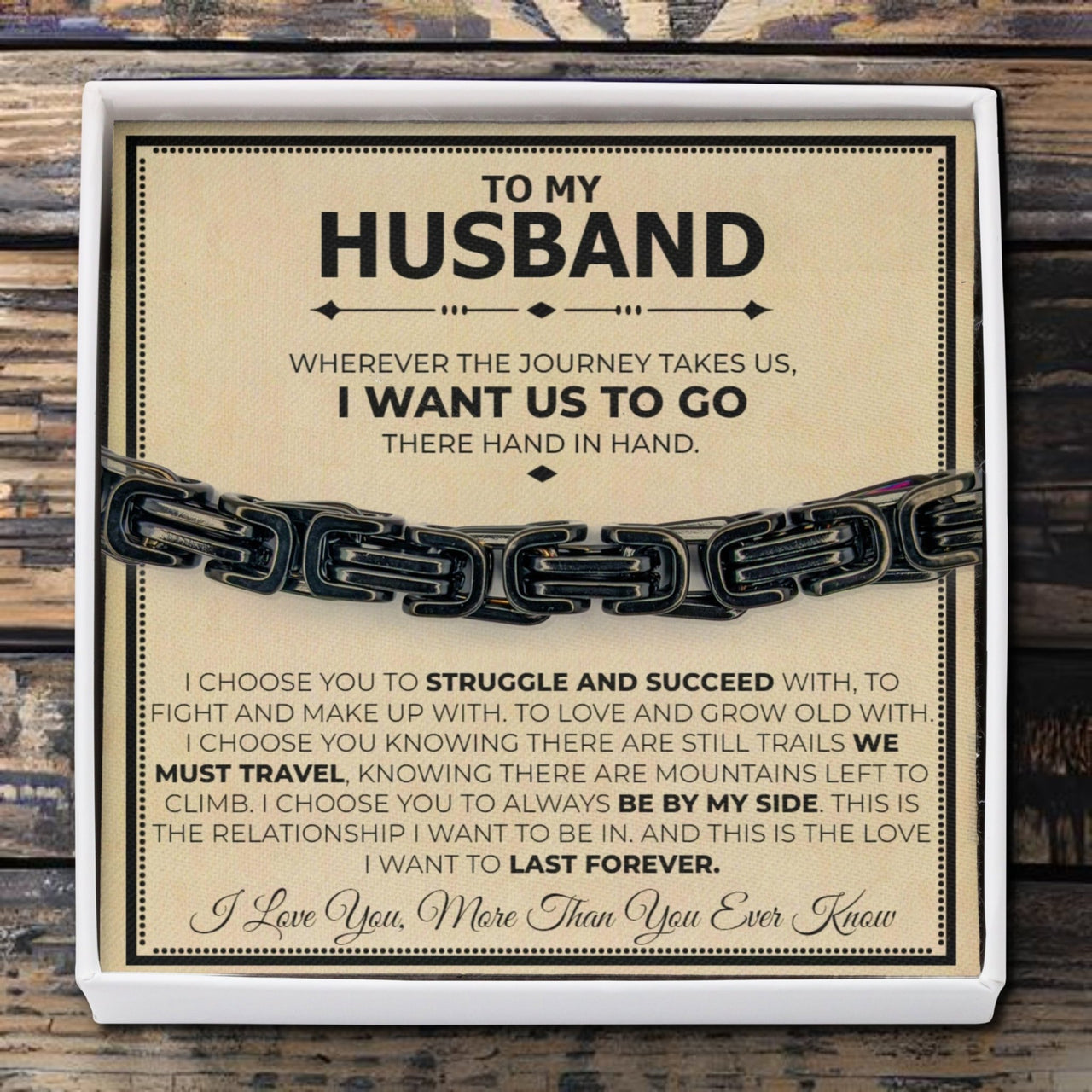 To My Husband Twist Steel Bracelet - Love You This Much