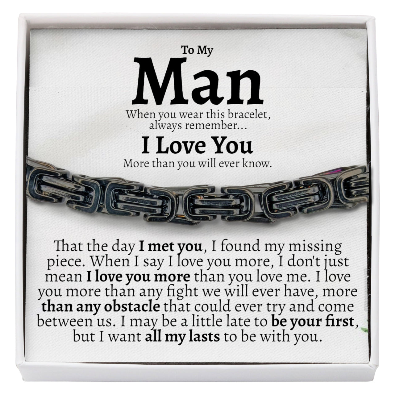 To My Man Cuban Twist Steel Bracelet - Love You This Much