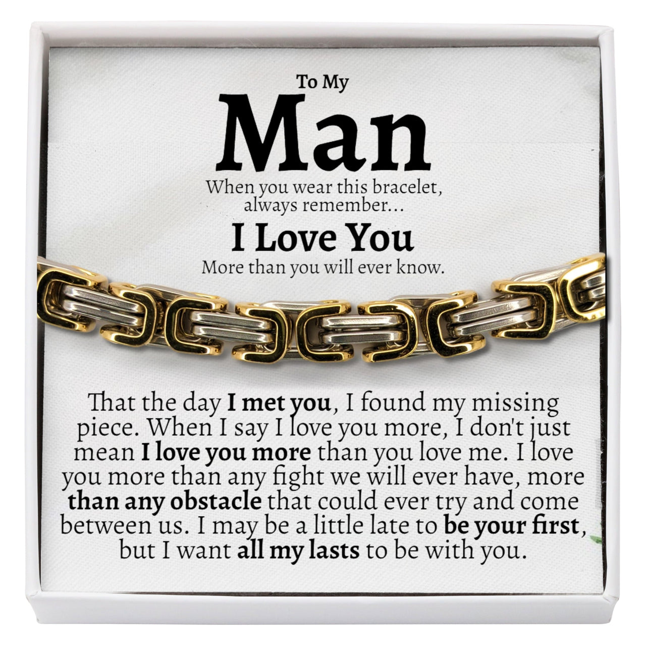 To My Man Cuban Twist Steel Bracelet - Love You This Much