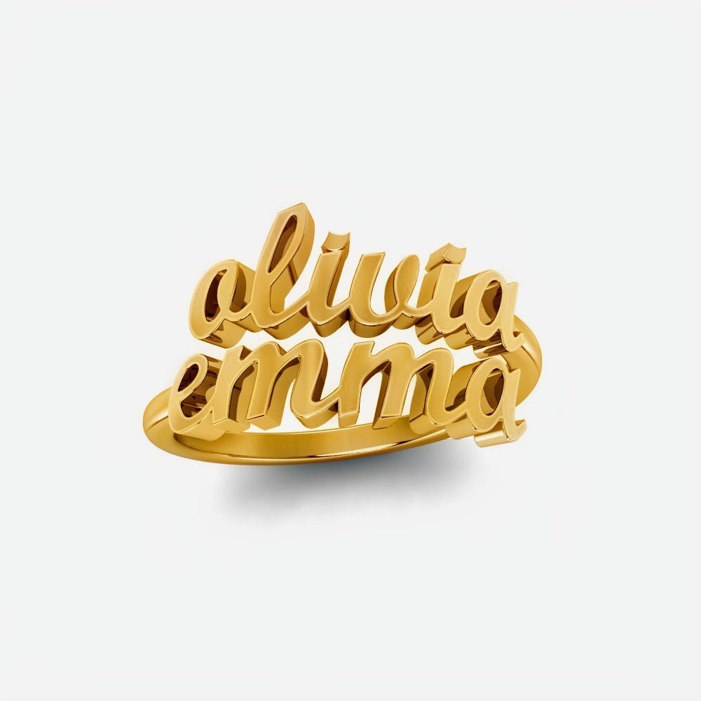 Triple-Plated Double Name Ring - Love You This Much