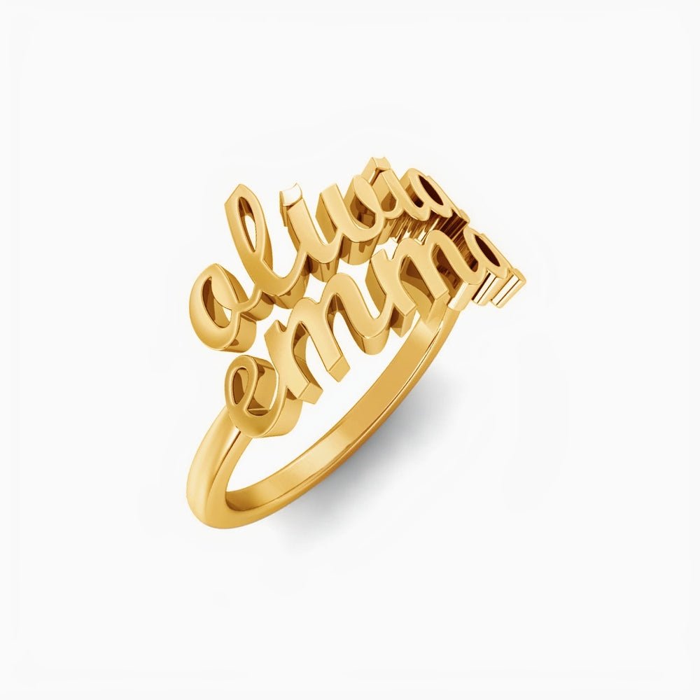 Triple-Plated Double Name Ring - Love You This Much