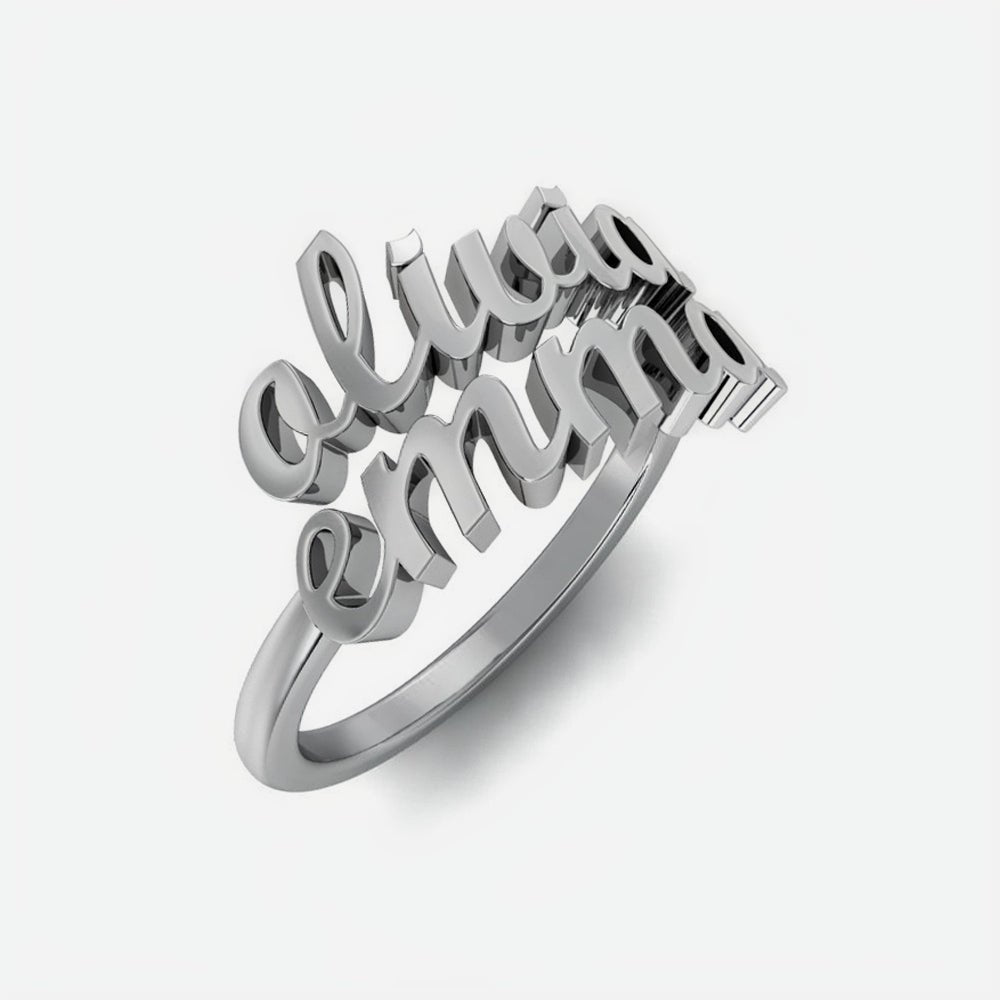 Triple-Plated Double Name Ring - Love You This Much