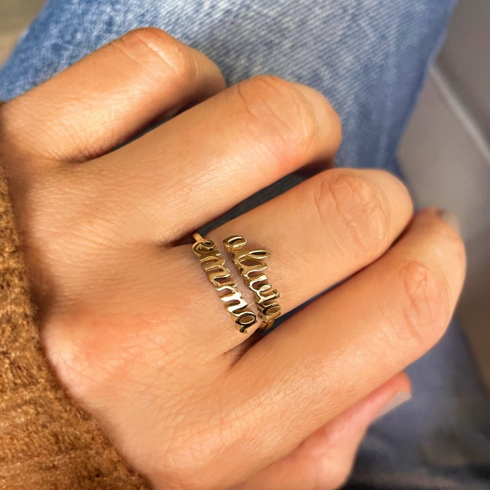 Triple-Plated Double Name Ring - Love You This Much