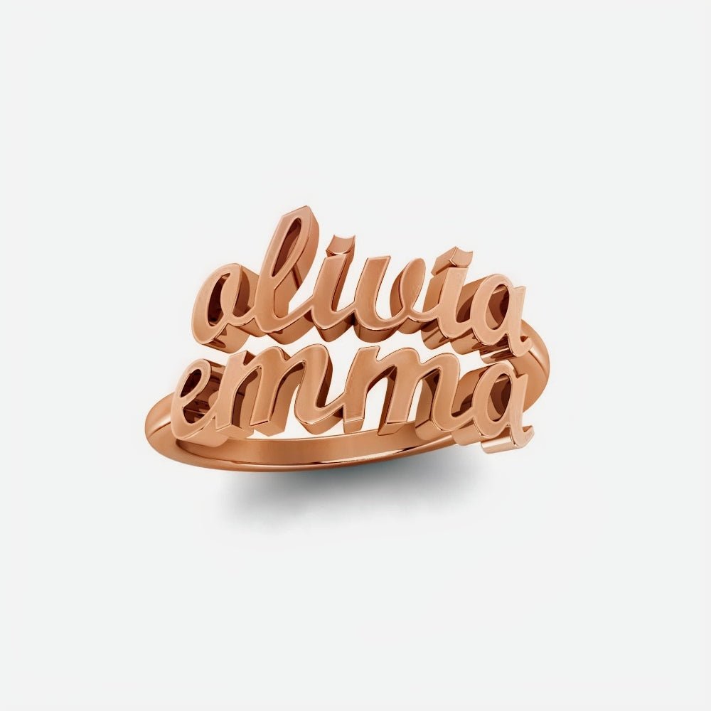 Triple-Plated Double Name Ring - Love You This Much