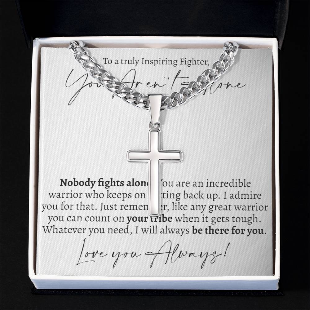 You Aren't Alone Cross Cuban Necklace - Love You This Much